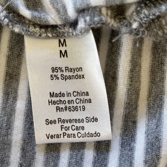 French Laundry V-Neck Stripe 3/4 Short Elbow Sleeve Tunic Tee Top High Low Slits - Picture 10 of 16